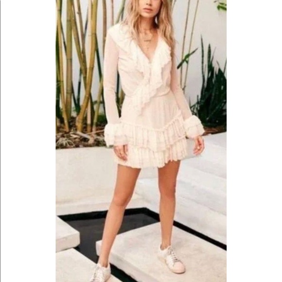 Mesh Ruffle Dusty Rose Dress HAH - Picture 2 of 4